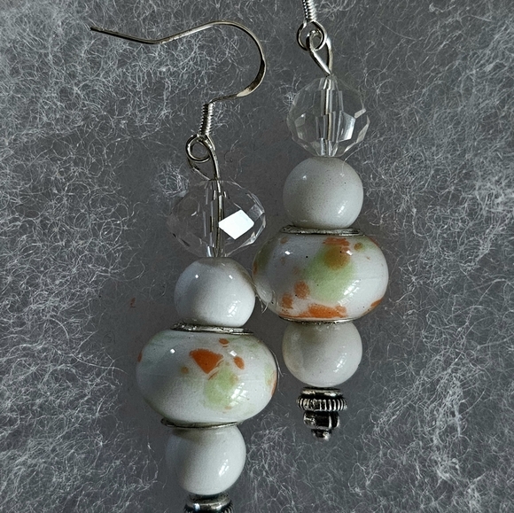 Jewelry - MURANO  HAND PAINTED IMPORTED CHARMS SWAROVSKI BEAD ARTESAN ORIGINAL EARRINGS